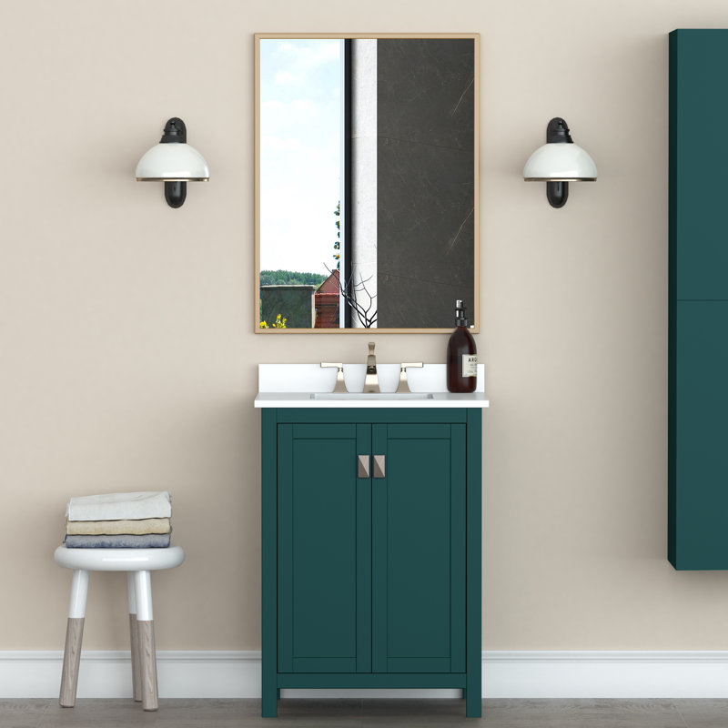 Miroir de salle de bain / Miroir de coiffeuse, 32 po x 24 po, Doré
