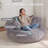 55" W Giant Adult Round Faux Fur Compression Foam Filled Bean Bag Sofa With 3 Back Pillows, No Assembly-1921927553