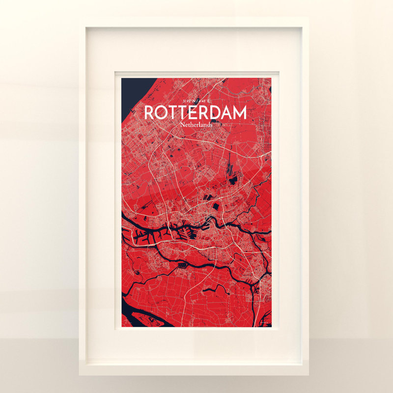 Rotterdam City Map in Nautical 1 Piece Wall Art, 17cm H x 11cm W x 0.05cm D