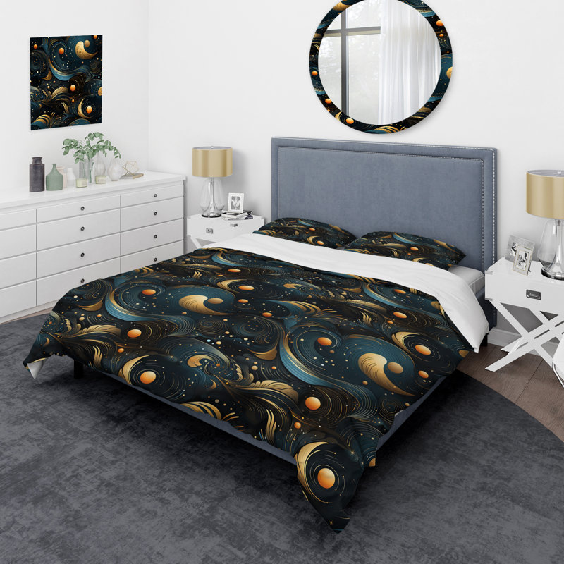 Celestial Geometry Geometric I Duvet Cover, Twin Duvet Cover + 1 Standard Sham