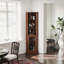 Grande armoire de bar d'angle avec rangement, armoire à liqueur d'angle en bois avec tablettes ouvertes et porte en filet métallique pour petits espaces