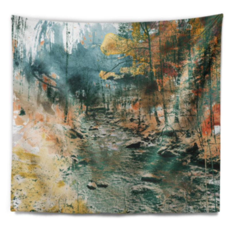 Peinture de paysage tapisserie Rocky River, H 32 po x l 39 po