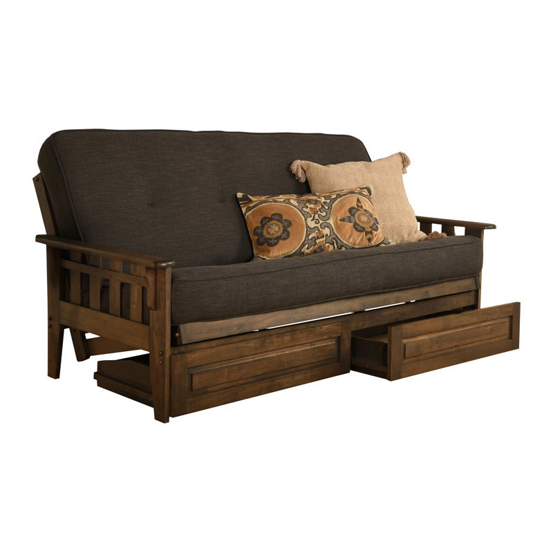 Stratford 81" Loose Back Futon Sleeper Sofa, Linen Charcoal, Yes
