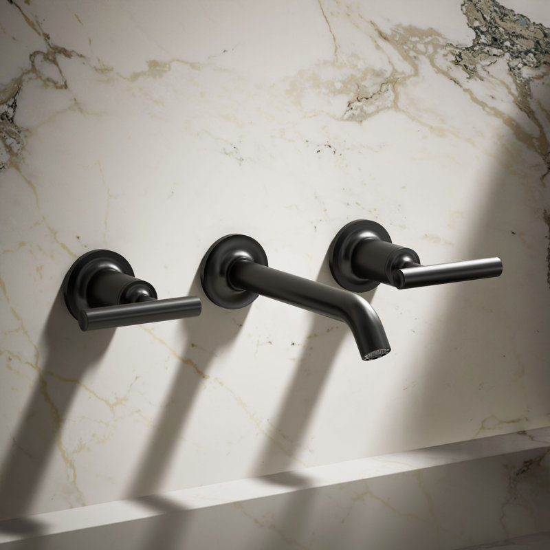 Purist® Wall-Mounted Bathroom Faucet, Matte Black, Lever Handle