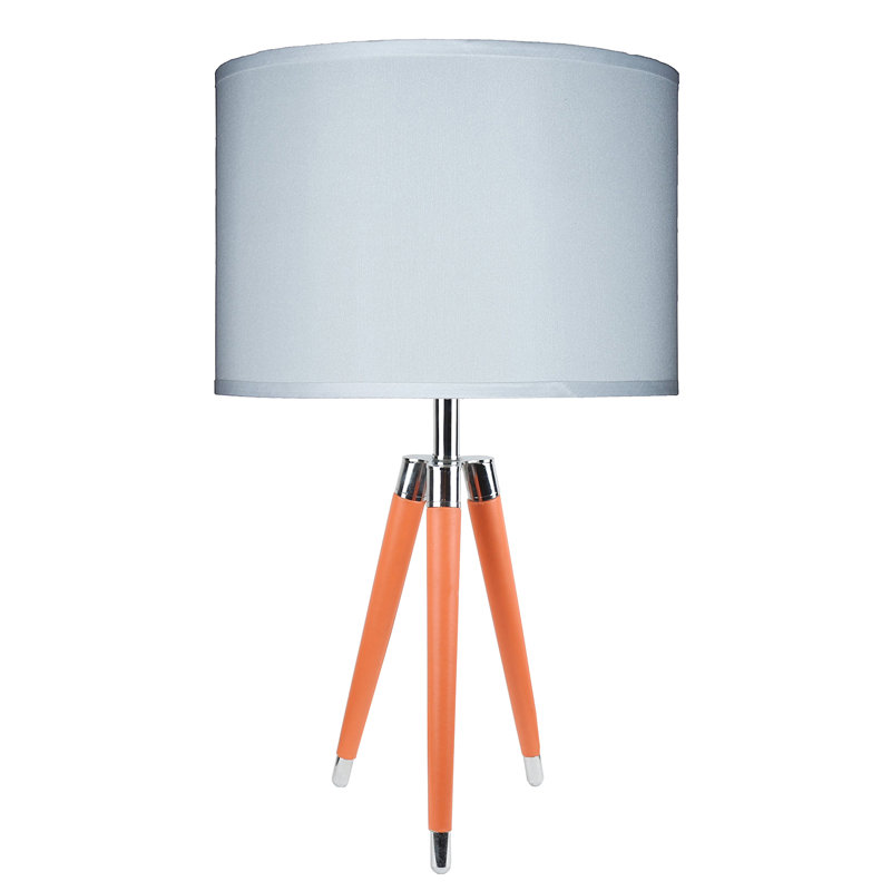 Lampe de table à trépied 27 po Linco, Soie blanc cassé, Orange