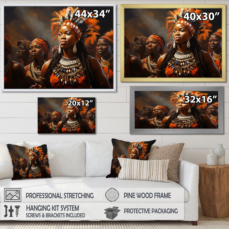 Reproduction d'art sur toile Tribal africain africain, Toile tendue, H 24 po x l 32 po x P 1 po