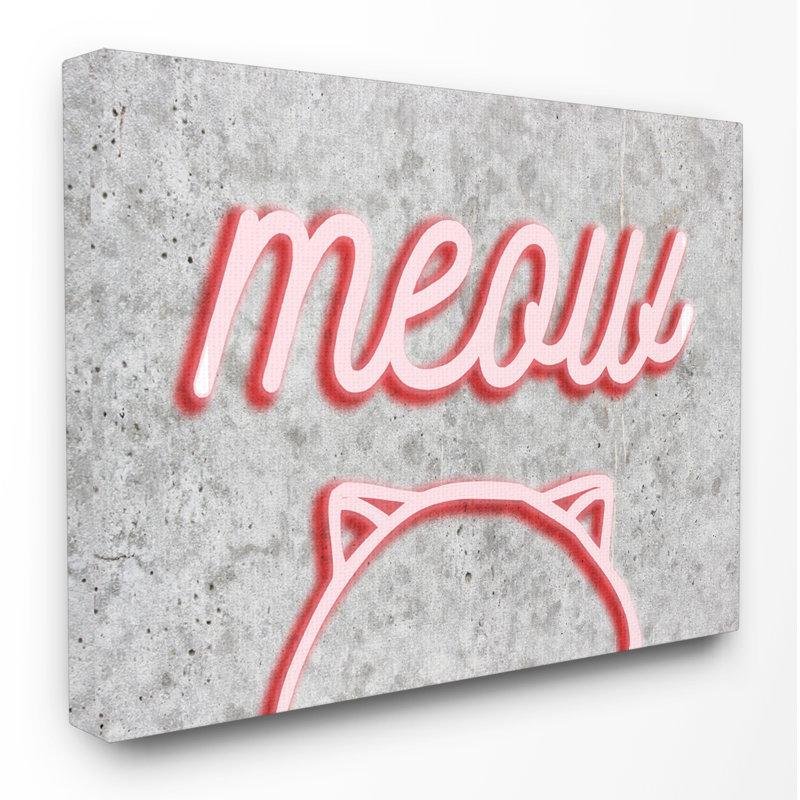 « cats meow néon kitty », art textuel encadré, H 24 po x l 30 po, Toile