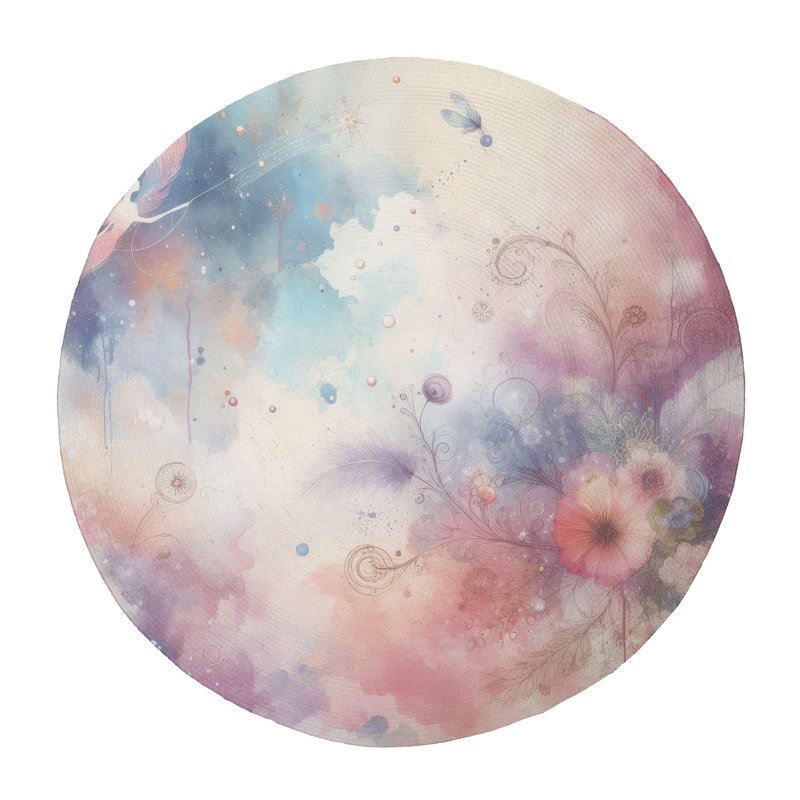 Tapis tressé Misty Dots, Rond 5 pi