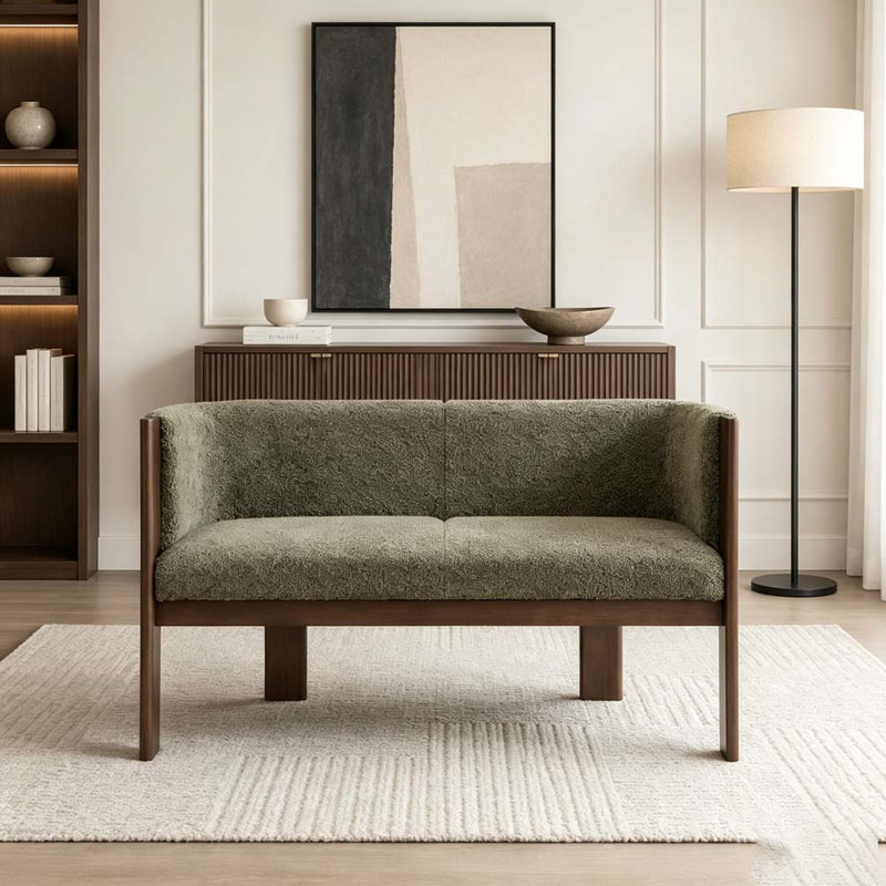 48.5" Upholstered Solid Loveseat Sofa, Green