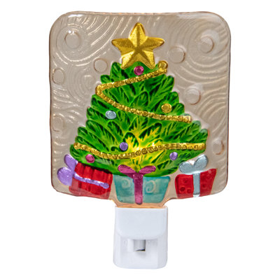 Veilleuse arbre de Noël vert et or 4 po