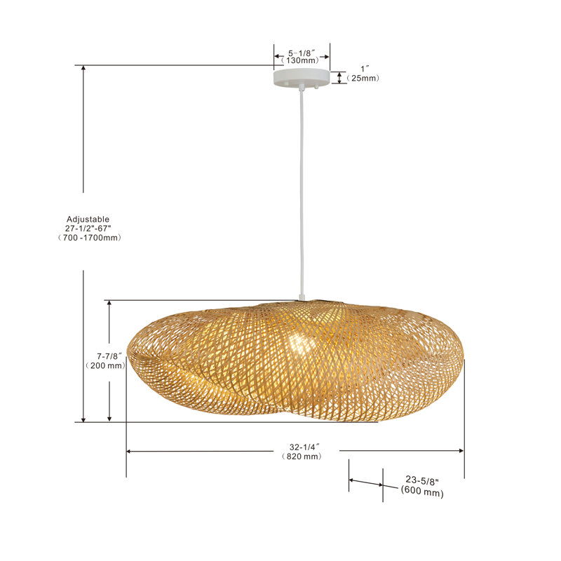 Ariadnee 32 inch 1 - Light Hand-woven Ratten Bamboo Chandelier