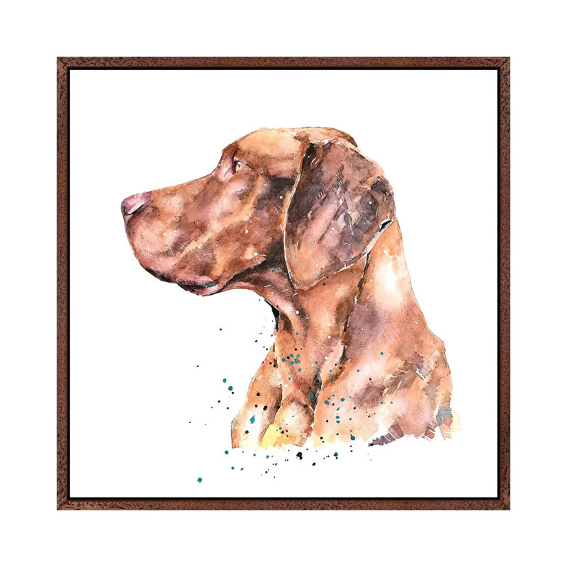 Vizsla The Thinker - Painting on Canvas, Classic Brown Wood Framed, 66.04 cm H x 66.04 cm W