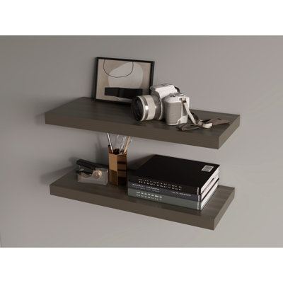 Iva Floating Shelf in Melamine x2,Smokey Oak