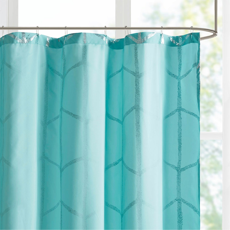 Rideau de douche imprimé métallique, Aqua + argent