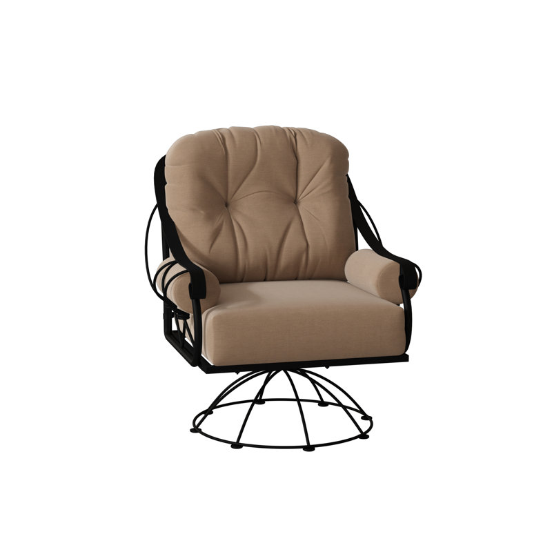 Chaise à bascule Derby, Brun châtaigne, Toile Sunbrella® beige chiné