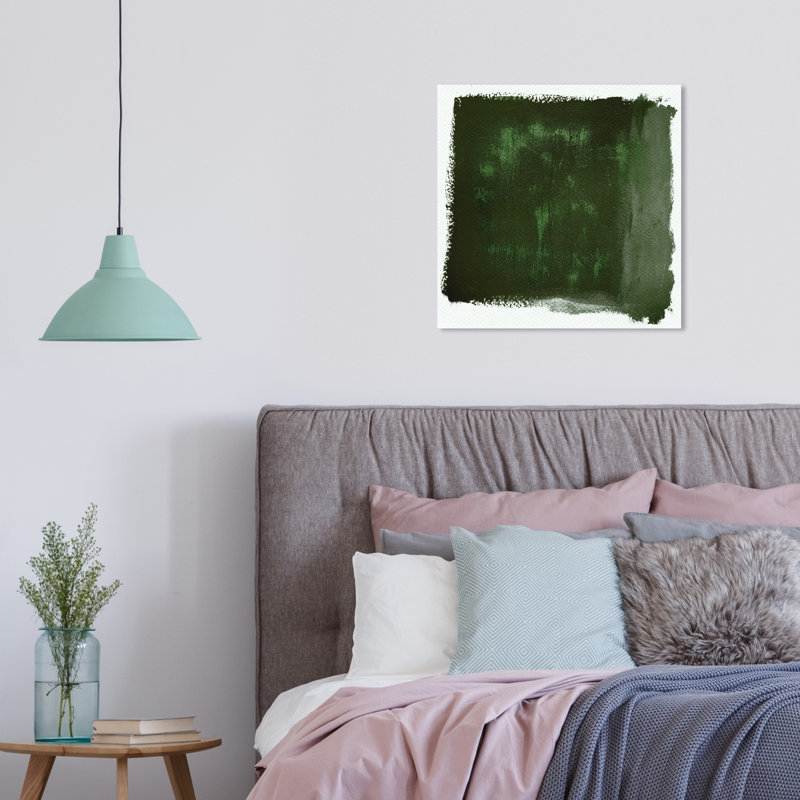 Abstrait nuageux, rêves verts - peinture sur toile, H 16 po x l 16 po, Toile tendue