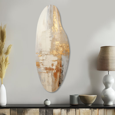 Gold And White Abstract Split - Abstract Shapes Curved Shape Metal Wall Sculpture