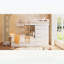 Lit superposé double avec 2 grands tiroirs, 5 petits tiroirs et une mini garde-robe, panneau de fibres à densité moyenne et bois massif, rangement moderne - blanc-1240112736