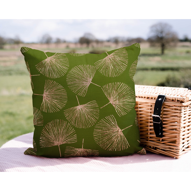 Coussin intérieur / extérieur Joba Dandilion, L 17 po x H 17 po, Chartreuse / or