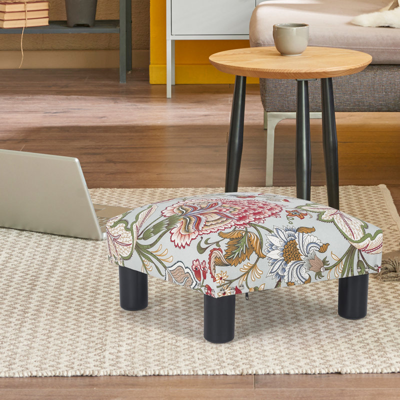 15.7'' Wide Square Footstool Upholstered Ottoman, Red/Green