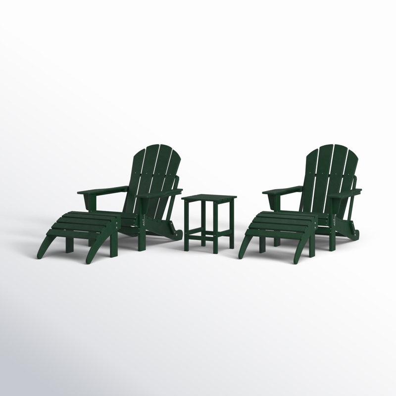 Ensemble de conversation 5 pièces avec table et repose-pieds Laguna, Vert foncé