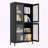 Classic Metal Storage Display Cabinet with Waffle-Grids Glass-406229967