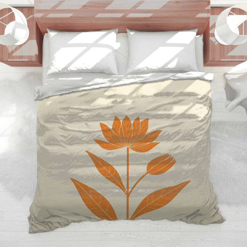 Édredon orange à motif floral, Twin
