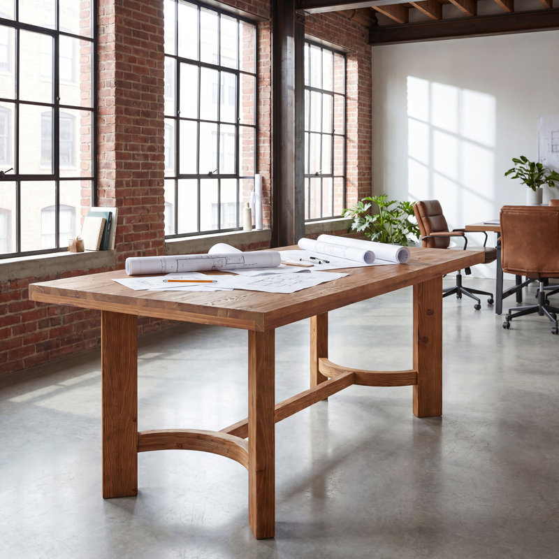 Table de conférence de 63 po en bois massif pour 4 à 6 personnes