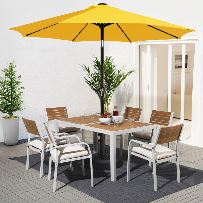 Parasol de marché avec manivelle Beka, H 91,2 po x l 108 po x P 108 po, Jaune