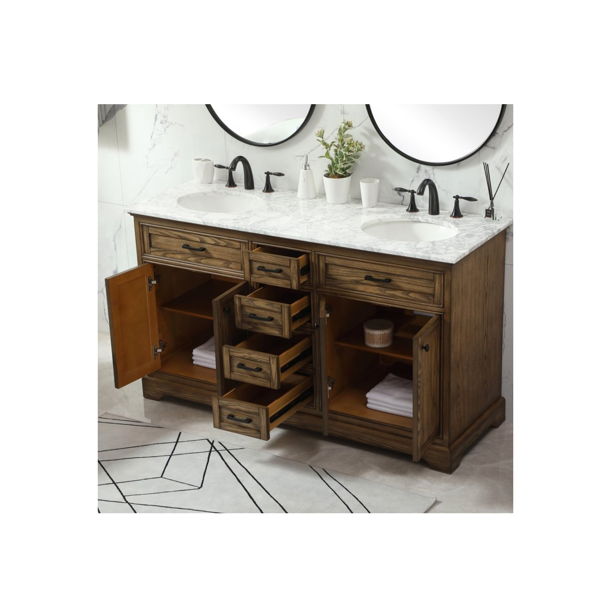 Hermes 60'' Double Bathroom Vanity, Driftwood