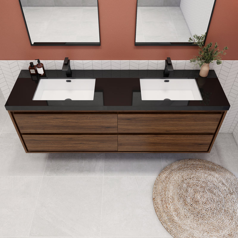 Ensemble de meuble-lavabo double 72 po Vickye, Palissandre