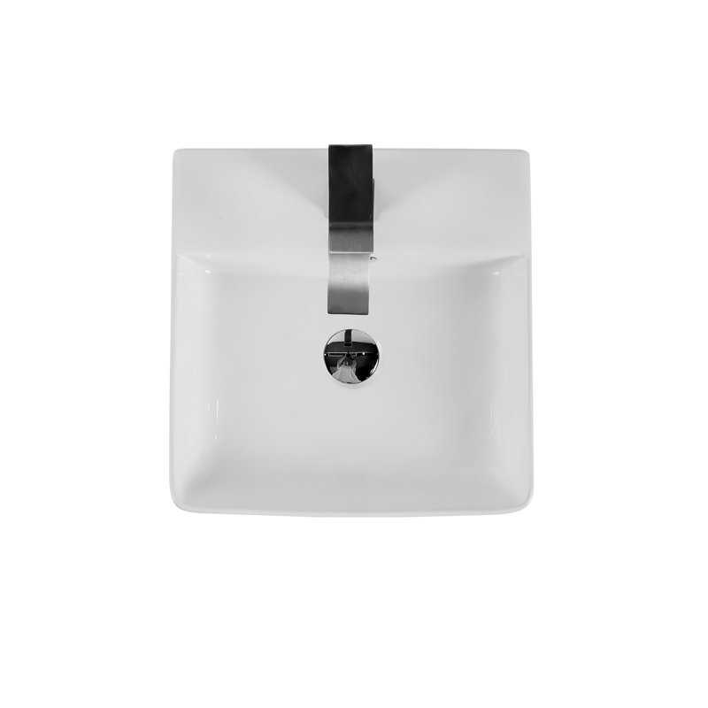 Lavabo de comptoir en céramique blanche - Lavabo de salle de bain ultrabrillant