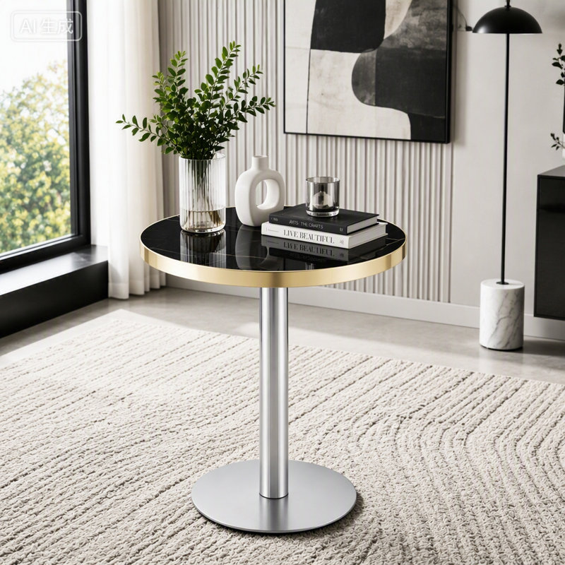 Dining Table, Black+Gold,Silver