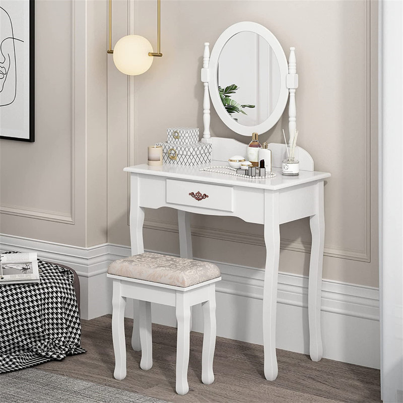 Ensemble de coiffeuse avec tabouret et miroir
