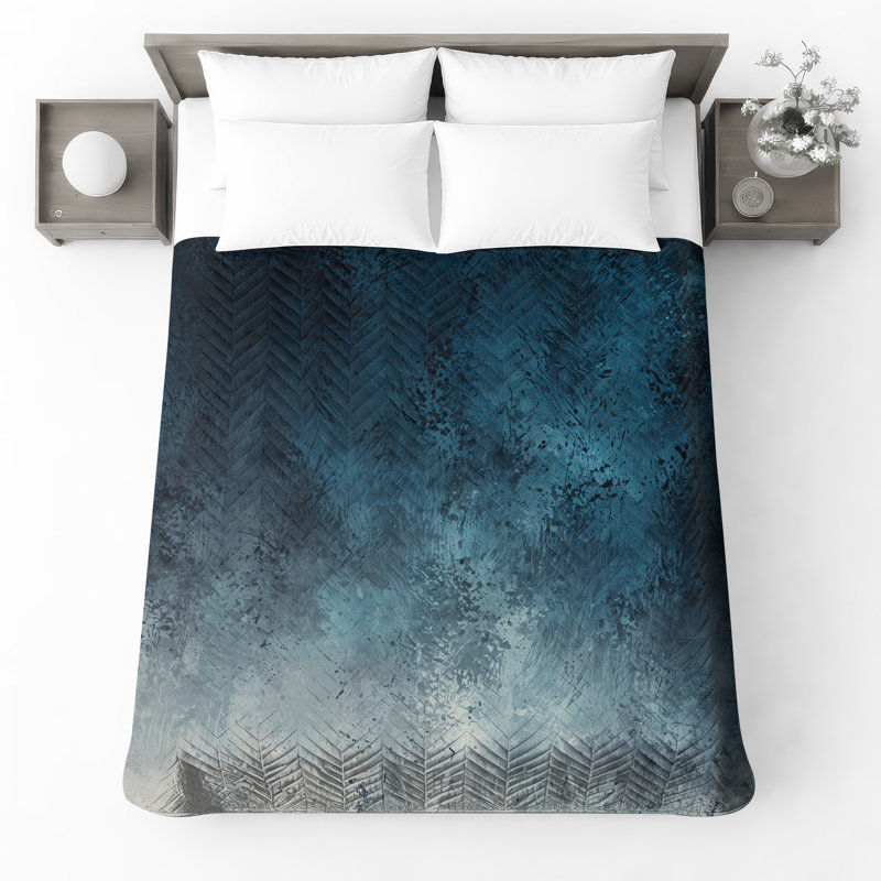Couvre-lit matelassé à texture grunge bleu toutes tailles, Lit simple