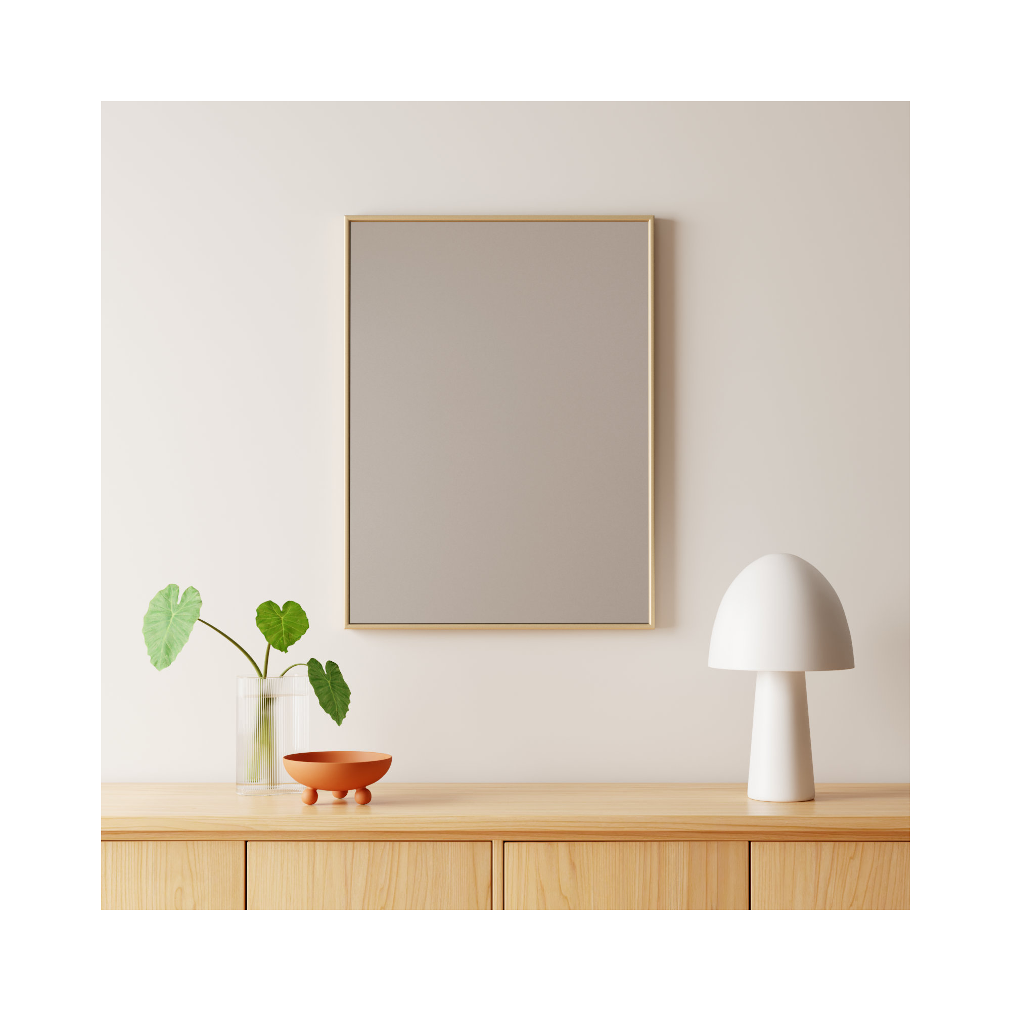 Sabine Metal Rectangle Wall Mirror, Brass, 32" x 24"