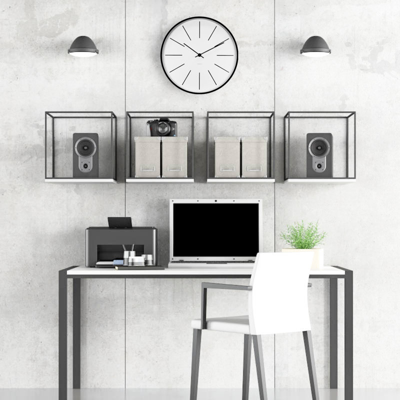 Horloge murale 11,75 po Avdi Artisan, Blanc / acier noir satiné