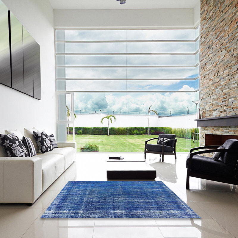Tapis oriental bleu Janney, Carré 8 pi