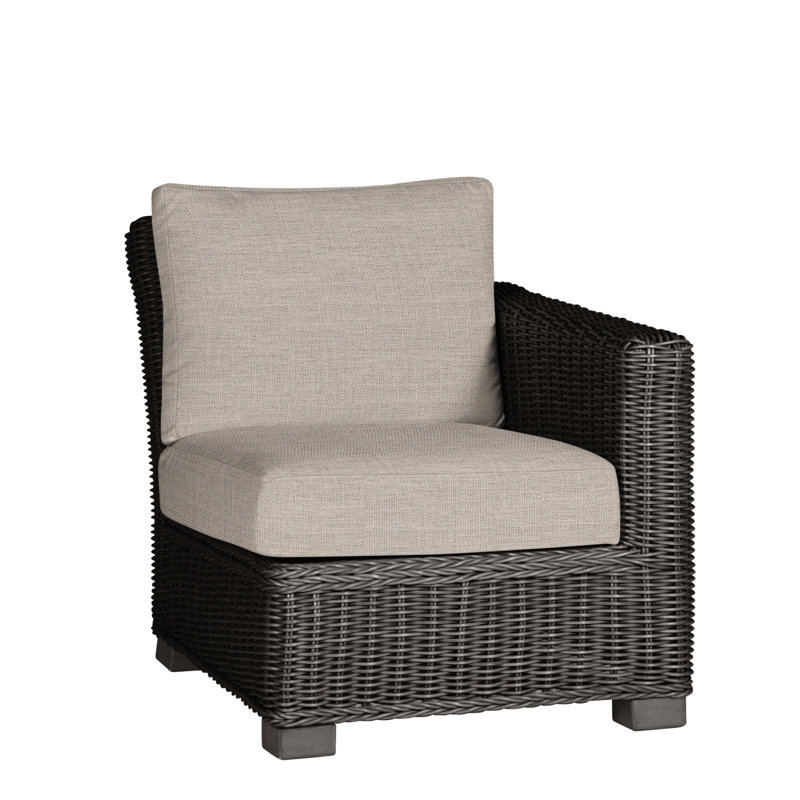 Canapé modulaire rustique tissé à droite - gris ardoise, Welt, Sunbrella® ‑ lin colombe, Gris ardoise