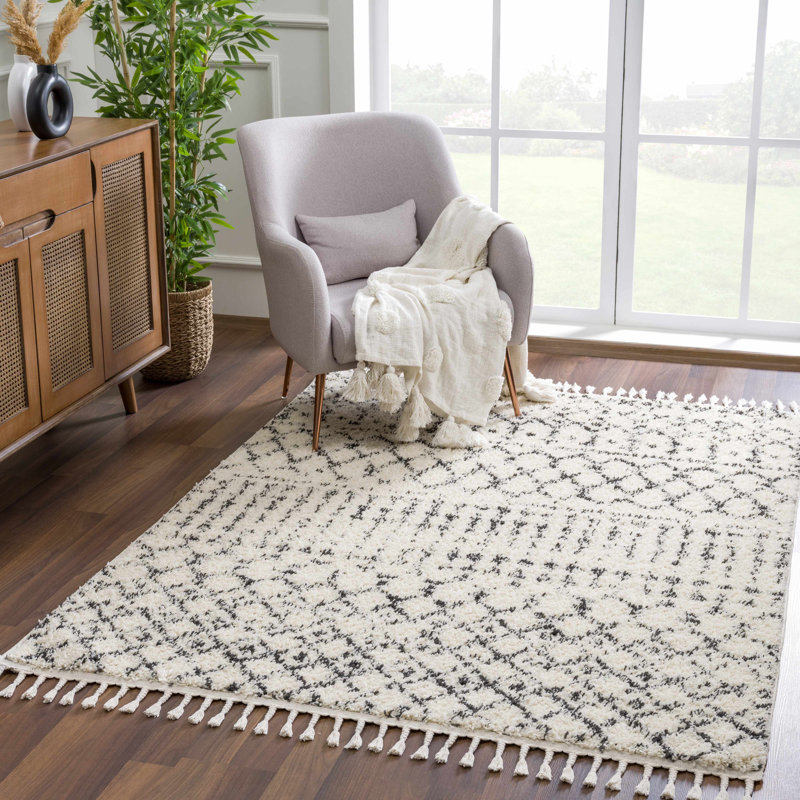 Tapis beige marocain Hildegarde, Rectangle 7 pi 10 po x 10 pi