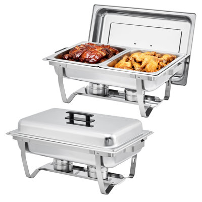 2 Pack Chafing Dishes for Buffet, 8 Qt Buffet Servers and Warmers Sets, Rectangular Stainless Steel Chafing Dishes