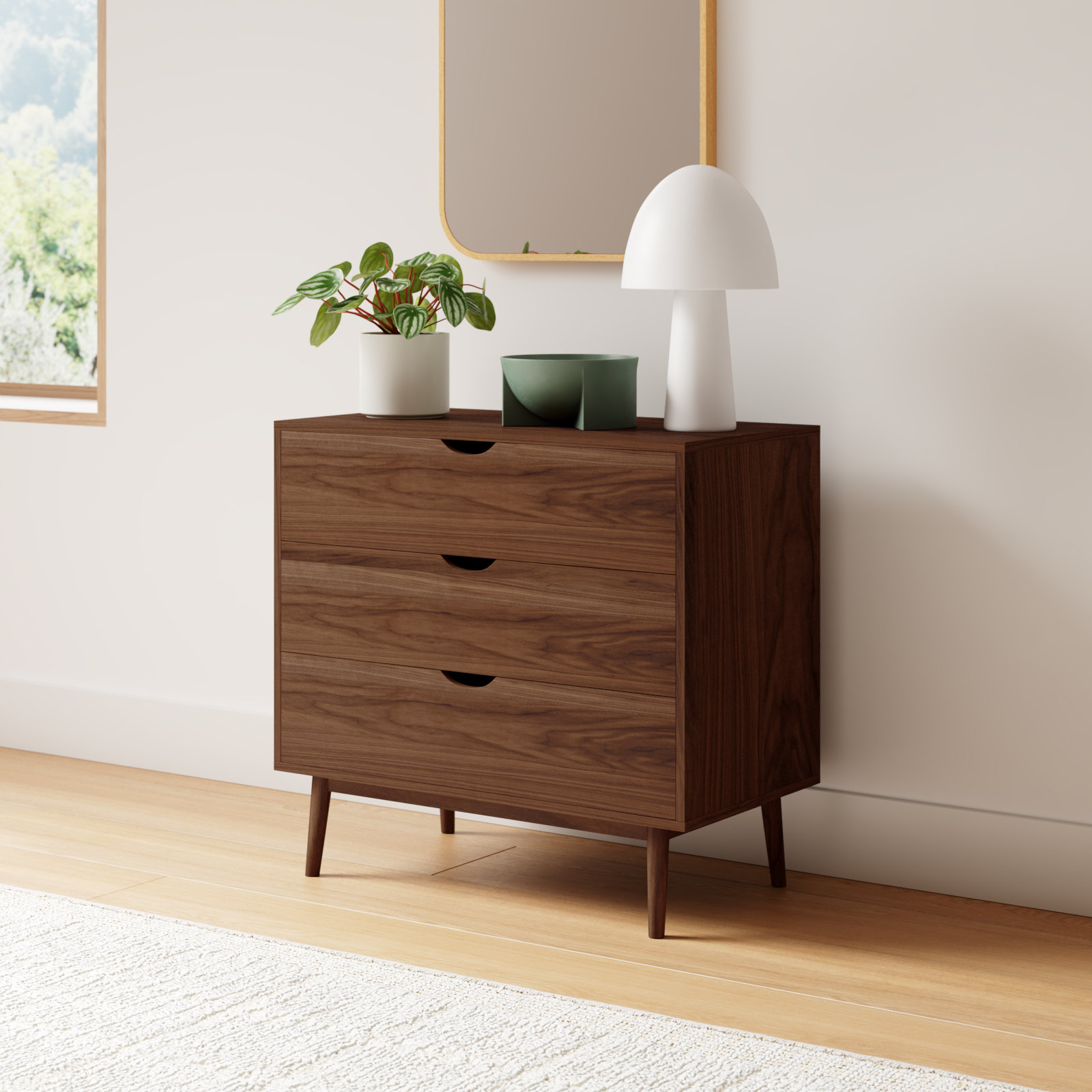 Indra 3 - Drawer Dresser, Walnut