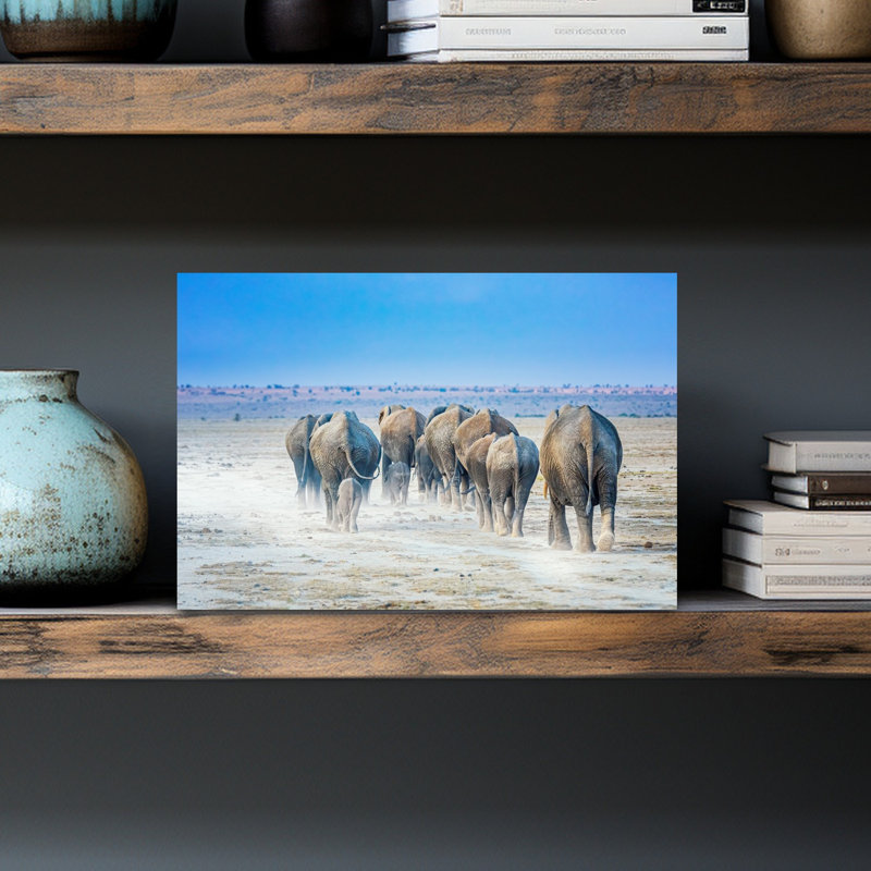 African Elephant Journey Contemporary Elephant Landscape Nature Wall Art Print by Jeffrey C. Sink - 1 Piece Wrapped Canvas Wall Art