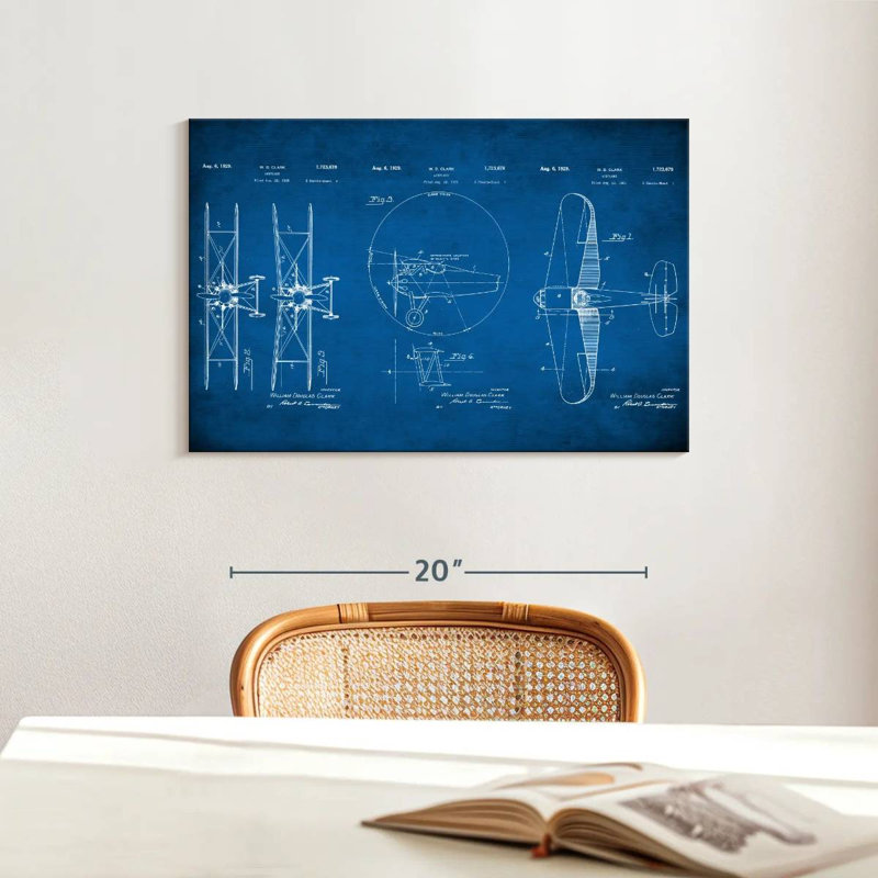 Impression de plans d'aviation, impression sur toile, H 16 po x l 24 po x P 1,25 po
