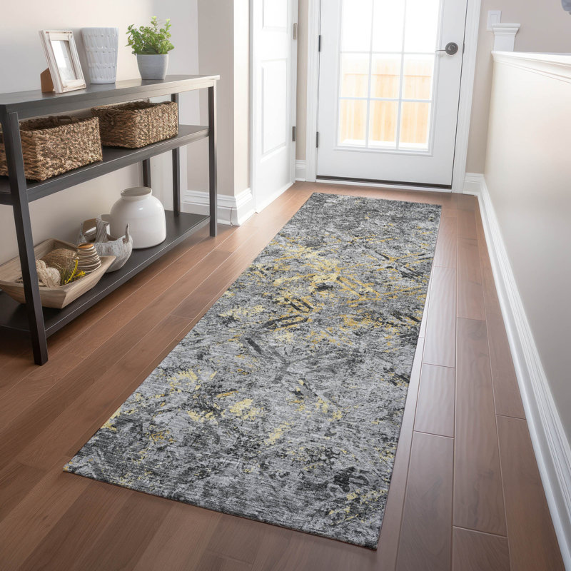 Premium Machine Washable Prisco Gray Rug, Runner 2'3" x 7'6"
