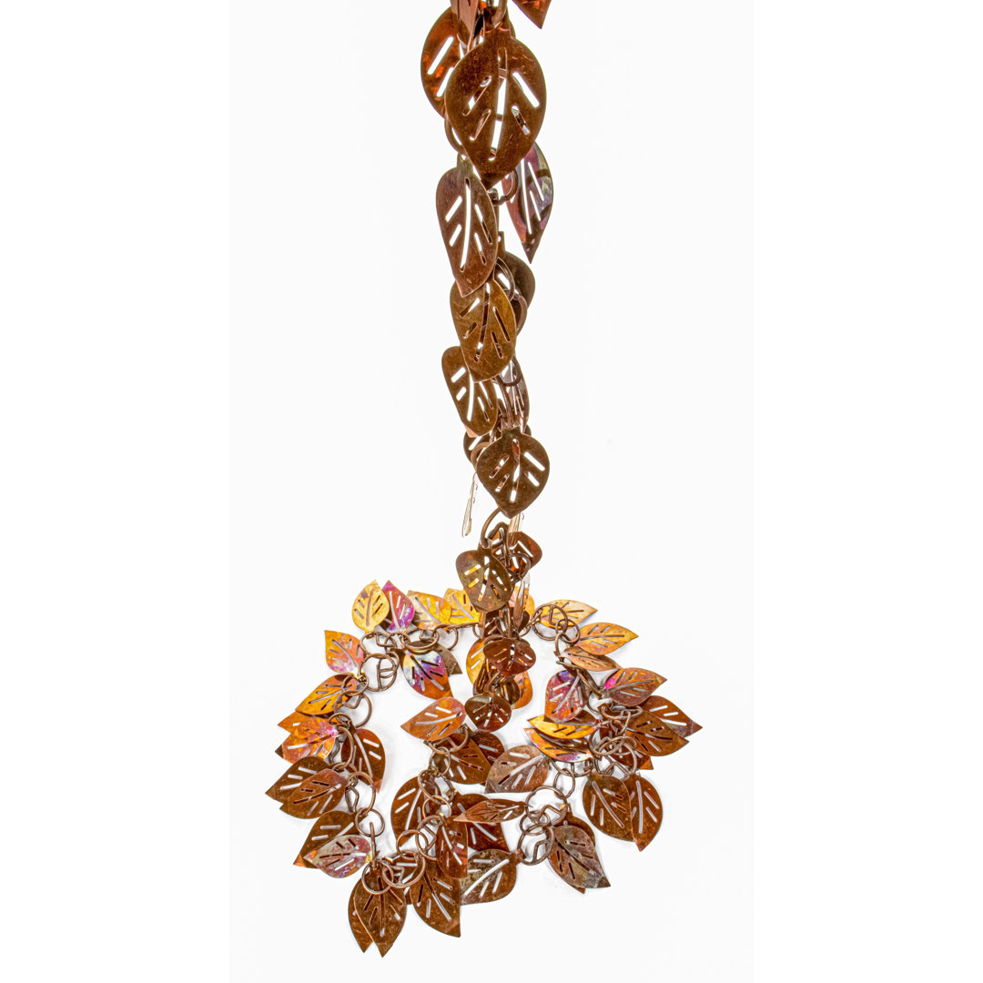 Pure Copper Cascading Leaves Rain Chain Replacement Downspout for Gutters Monarch Rain Chains