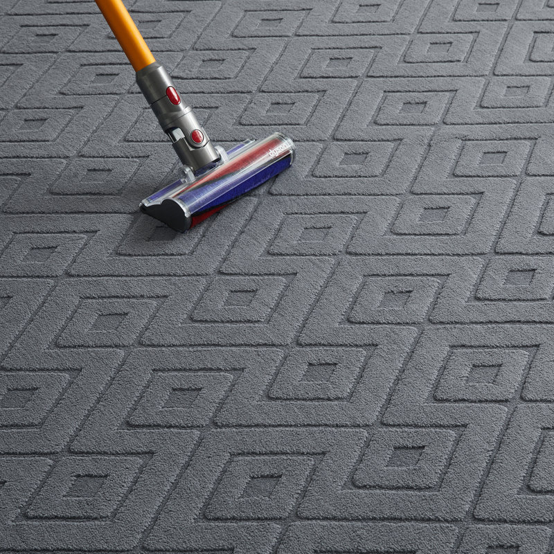 Hollow Geometric High-Low Rug., Rectangle 200 x 290 cm, Hollow Square Grey