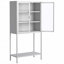 Armoire de rangement avec portes en verre et 2 tablettes réglables-2064006369