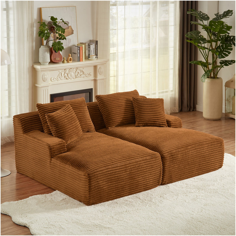 Méridienne compressible double - aucun assemblage requis, causeuse moelleuse moderne pour lire dans la chambre à coucher