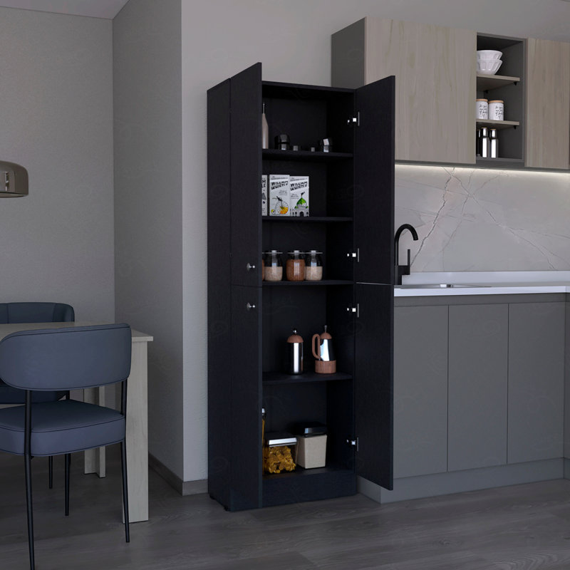 Armoire de rangement pour garde-manger de cuisine d'une hauteur de 71 po, avec 4 portes, 5 tablettes réglables, armoire autoportante